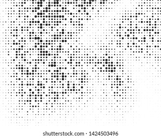 Halftone pattern. Futuristic panel. Grunge dotted backdrop with circles, dots, point of large and small scale. Design element for web banners, posters, cards, wallpapers, sites. Black and white color