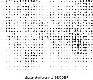 Halftone pattern. Futuristic panel. Grunge dotted backdrop with circles, dots, point of large and small scale. Design element for web banners, posters, cards, wallpapers, sites. Black and white color