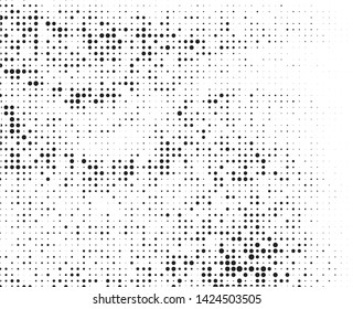 Halftone pattern. Futuristic panel. Grunge dotted backdrop with circles, dots, point of large and small scale. Design element for web banners, posters, cards, wallpapers, sites. Black and white color
