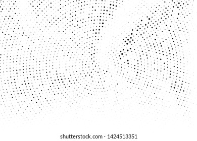Halftone pattern. Futuristic panel. Grunge dotted backdrop with circles, dots, point of large and small scale. Design element for web banners, posters, cards, wallpapers, sites. Black and white color