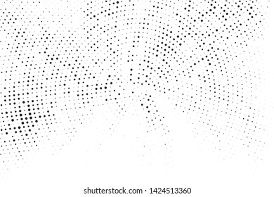 Halftone pattern. Futuristic panel. Grunge dotted backdrop with circles, dots, point of large and small scale. Design element for web banners, posters, cards, wallpapers, sites. Black and white color
