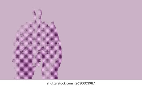 Halftone pattern of Hand holding lung model for health and insurance concept