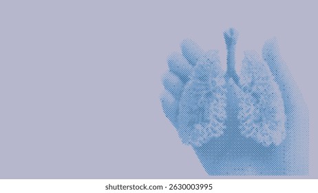 Halftone pattern of Hand holding lung model for health and insurance concept