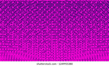 Halftone pattern. Horizontal vector illustration. Pink dots, blue halftone texture. Color halftone radial gradient. Pop Art blue pink circle comics Background. Grunge Bright neon Dots Background.