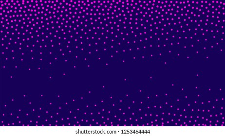 Halftone pattern. Horizontal vector illustration. Pink dots, blue halftone texture. Color halftone gradient. Pop Art blue pink comics Background. Bright neon random Dots Background.