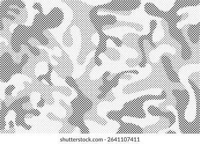 Halftone pattern of military camouflage print seamless background. Abstract dotted vector seamless print. Army camouflage for clothing or printing.