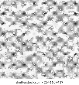 Halftone pattern of military camouflage print seamless background. Abstract dotted vector seamless print. Army camouflage for clothing or printing.