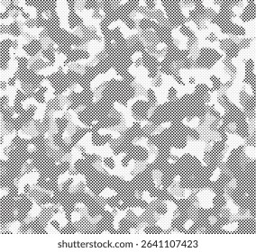 Halftone pattern of military camouflage print seamless background. Abstract dotted vector seamless print. Army camouflage for clothing or printing.