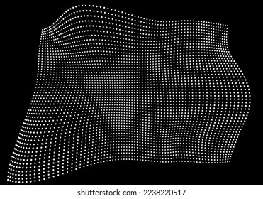 Halftone pattern overlay - 3d abstract shape design element - curved rectangle grid
