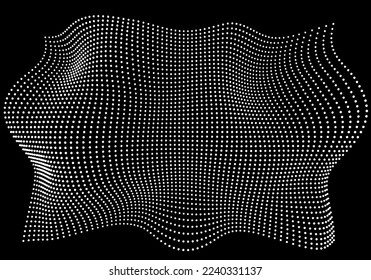 Halftone pattern overlay - 3d abstract shape design element - curved rectangle grid