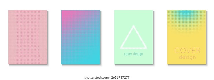 Halftone Pattern Set. Cool Memphis Art With Circles. Dynamic Elements In 2d Presentation. Abstract Flyer. Minimalist Music Background. Geometric Party Template. Trendy Halftone Pattern