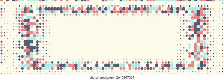 Halftone Pattern. Summer Concept With Minimal Art. Linear Frame With Geometric Design. Colorfull Flyer. Minimalist Abstract Texture. Geometric Business Background. Trendy Halftone Pattern