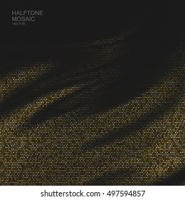 Halftone pattern. Vector illustration of textured halftone pattern. Golden halftone background