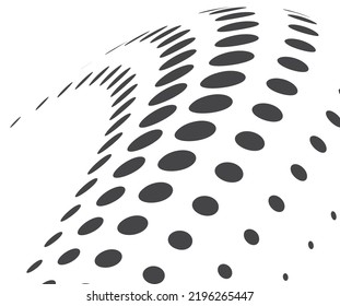 Halftone pattern wave. Black dot decorative shape
