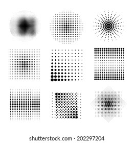 halftone patterns black. vector set. eps8