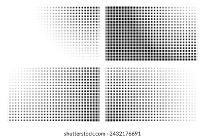 halftone patterns set. square dotted backgrounds. Vector illustration