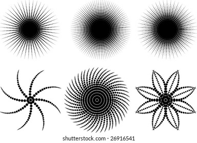 Halftone patterns - vector illustrations