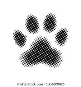 Halftone paw print. Animal's (dog's, pet's) symbol. Vector illustration.