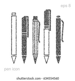 Halftone Pen Collection. Black and White Stipple Vectior Illustration for Web, Business, Advertising, Design