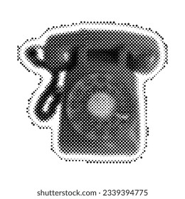 Teléfono de semitono con teléfono. Textura de puntos. Estilo contemporáneo. Ilustración del vector