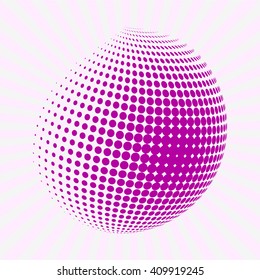 Halftone pink circle. Rounded pink shape on background with sun burst. Background with sun rays. Logo element.