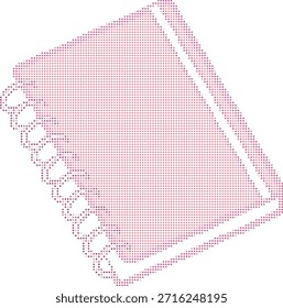 halbtonrosa gepunktete Illustration von Notizblock oder Notizbuch mit Spiralbindung