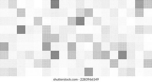 Halftone Pixel Dithering Square Tiles Seamless Pattern. Vintage 8-bit Game Background. Vector Illustration. Pixel Halftone Effect Random Tiles Generative Art.