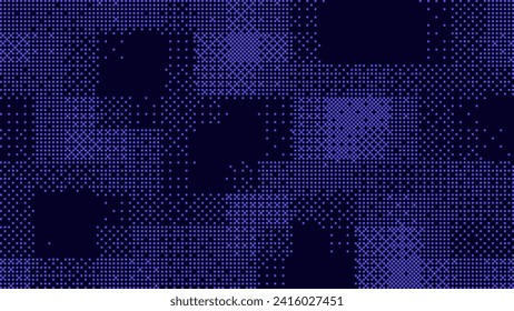 Halftone Pixel Dithering Square Tiles Pattern. Vintage 8-bit Game Background. Vector Illustration. Pixel Halftone Bitmap Raster Effect. Random Tiles.