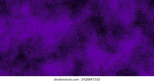 Halftone Pixel Dithering Square Tiles Pattern. Vintage 8-bit Game Background. Vector Illustration. Pixel Halftone Bitmap Raster Effect. Random Tiles Generative Art.