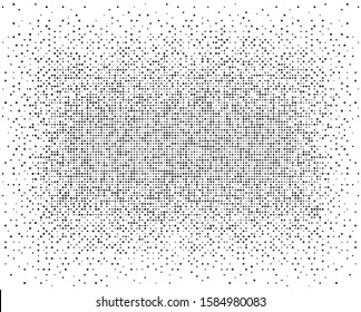 Halftone Pixels Dissolve, Small Chaotic Particles. An Explosion, The Squares. Vector Abstract Illustration Background.