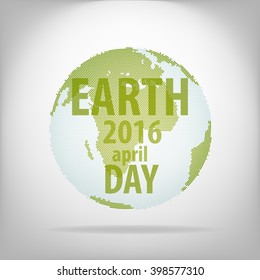 Half-tone planet Earth Day with green text