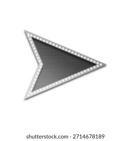 Icono de flecha de juego de semitono en blanco y negro. Símbolo de medios triangular punteado Abstractas aislado sobre fondo blanco, ideal para UI, Diseño web, navegación y conceptos multimedia.
