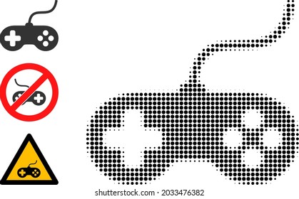 Halftone playing console. Dotted playing console made with small round elements. Vector illustration of playing console icon on a white background. Halftone pattern contains circle elements.