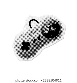 Halftone playing console. Dotted playing console made with small round elements. Vector illustration of playing console paper scrap on a white background