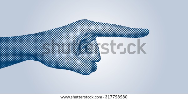 Halftone Pointing Index Finger Vector Illustration Stock Vector ...