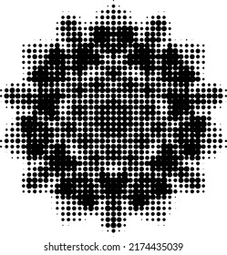 Polka de semitono, punto de polka o mandala de puntos. Confeti monocromo. Vector.