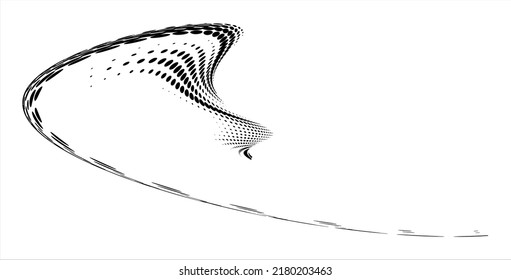 El punto polka de semitono se desliza con una curva suave. Para logotipos, marcas comerciales, emblemas. Vector.