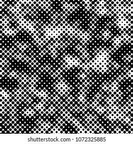 Halftone and polka dot vector background. Black and white spotted abstract grunge overlay texture.