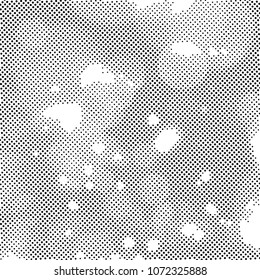 Halftone and polka dot vector background. Black and white spotted abstract grunge overlay texture.
