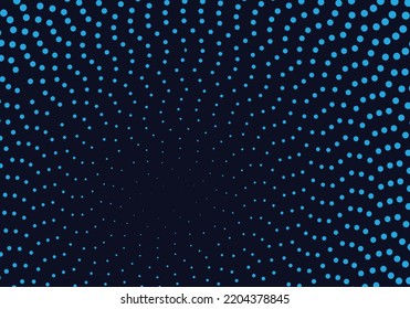 Halftone polka dots pattern tech blue background, vector