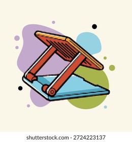 Soporte de teléfono móvil ajustable de punto de arte pop de medio tono con mecanismo plegable, Ilustración vectorial.