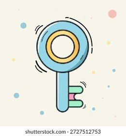 Halftone, pop art, dot blue door key for home security and house access lock vector illustration