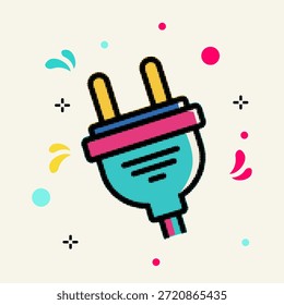 Halftone pop art dot enchufe de alimentación eléctrica para carga y conexión de energía Vector