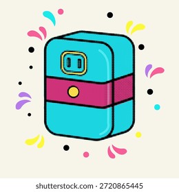 Halftone pop art dot electric power outlet charging socket for energy vector illustration