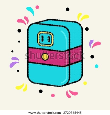 Halftone pop art dot electric power outlet charging socket for energy vector illustration