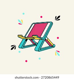 Silla de playa plegable del salón del punto del arte pop del semitono para la Ilustración vectorial de vacaciones del verano