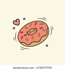 Halftone pop art dot pattern donut with colorful sprinkle topping dessert food vector illustration