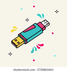 Halftone pop art dot portátil USB flash drive memory stick para el Vector de almacenamiento de datos