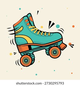 Halftone Pop Art Dot Retro Rollschuh mit Rollen und Bewegungslinien Sport Vektorgrafik