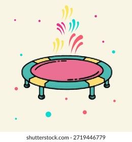 Trampolín Pequeño del fitness del estilo del punto del arte del pop del semitono para saltar y la Ilustración vectorial del ejercicio